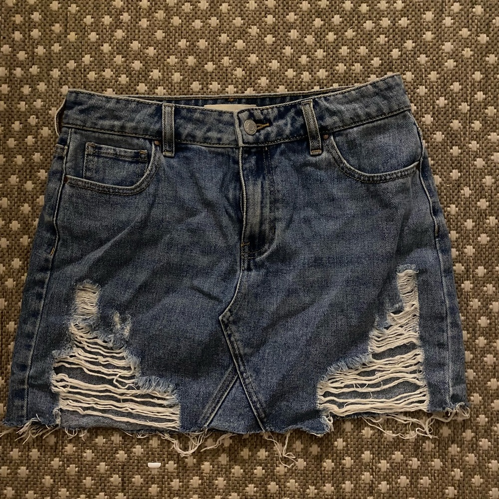 Pacsun ripped mini denim skirt